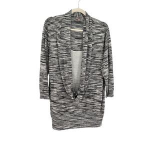 Roz & Ali Sweater Women's Size 3X Black White Stripes Long Sleeve Cowl Neckline